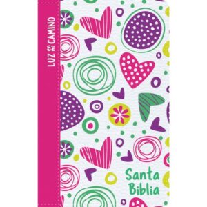 Biblia NVI Luz en mi camino corazones multicolor semi piel 8P