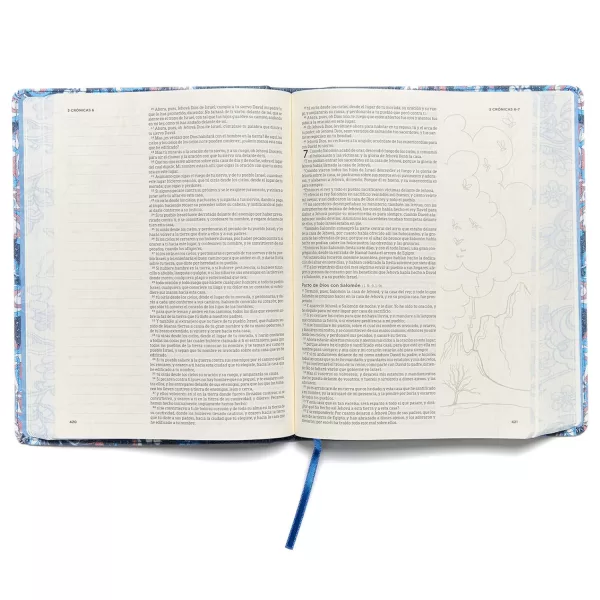 Biblia Reina Valera 1960 Apuntes edición ilustrada rosado/azul tela 8.5P - Imagen 6