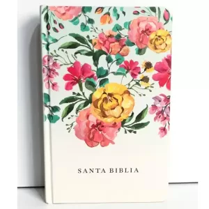 Biblia Reina Valera 1960 Nombres de Dios tapa dura flores naranjas 10.5P tamaño manual
