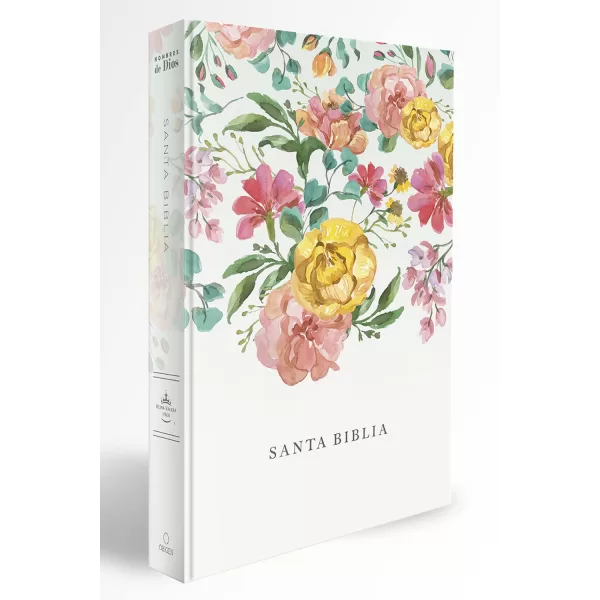 Biblia Reina Valera 1960 Nombres de Dios tapa dura flores naranjas 10.5P tamaño manual - Imagen 2