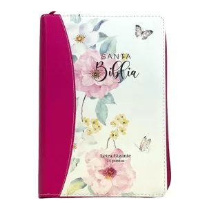 Biblia Reina Valera 1960 Gracia letra gigante flores rosas tamaño manual 14P