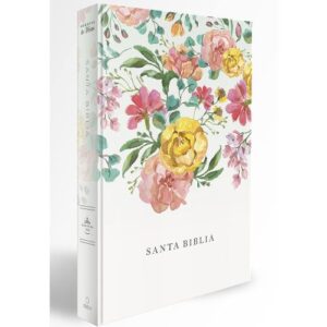 Biblia Reina Valera 1960 Nombres de Dios tapa dura flores naranjas 10.5P tamaño manual