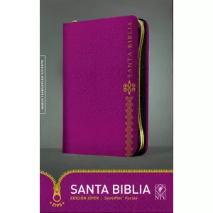 Biblia NTV Edicion ziper flores rosa semi piel 8.25P