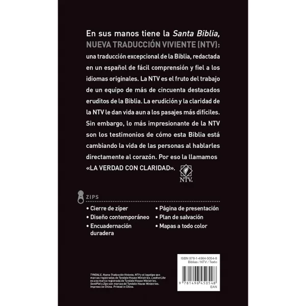 Biblia NTV Edicion ziper leon semi piel 8.25P - Imagen 2