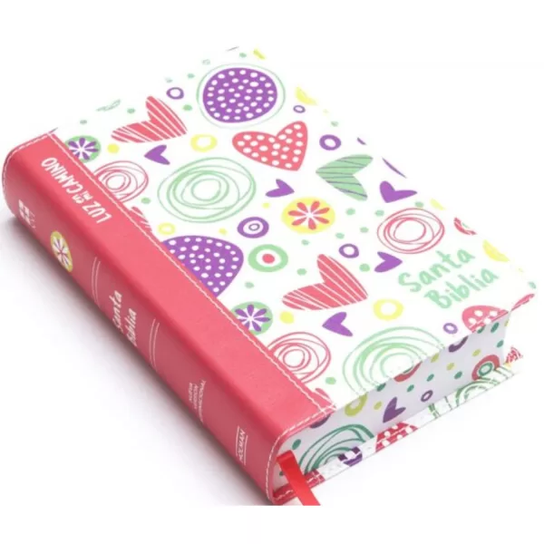 Biblia NVI Luz en mi camino corazones multicolor semi piel 8P - Imagen 2