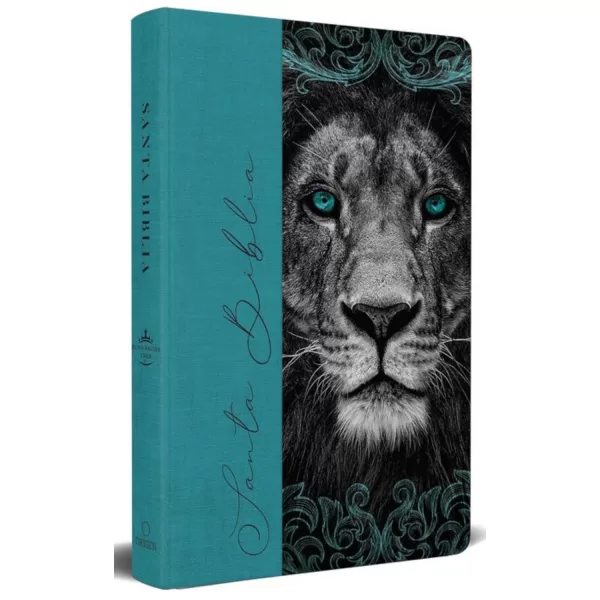 Biblia Reina Valera 1960 león de Judá  aguamarina tapa dura tamaño manual
