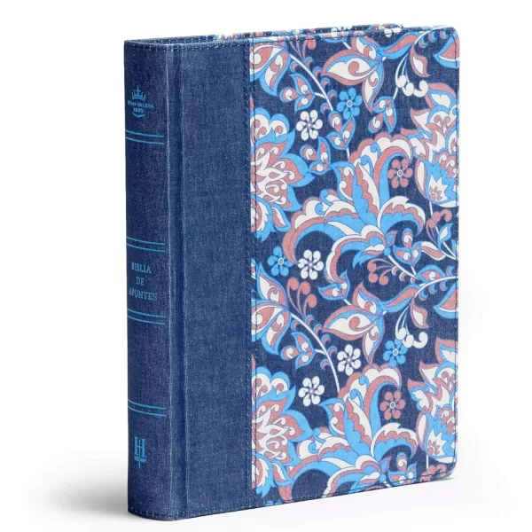 Biblia Reina Valera 1960 Apuntes edición ilustrada rosado/azul tela 8.5P - Imagen 2
