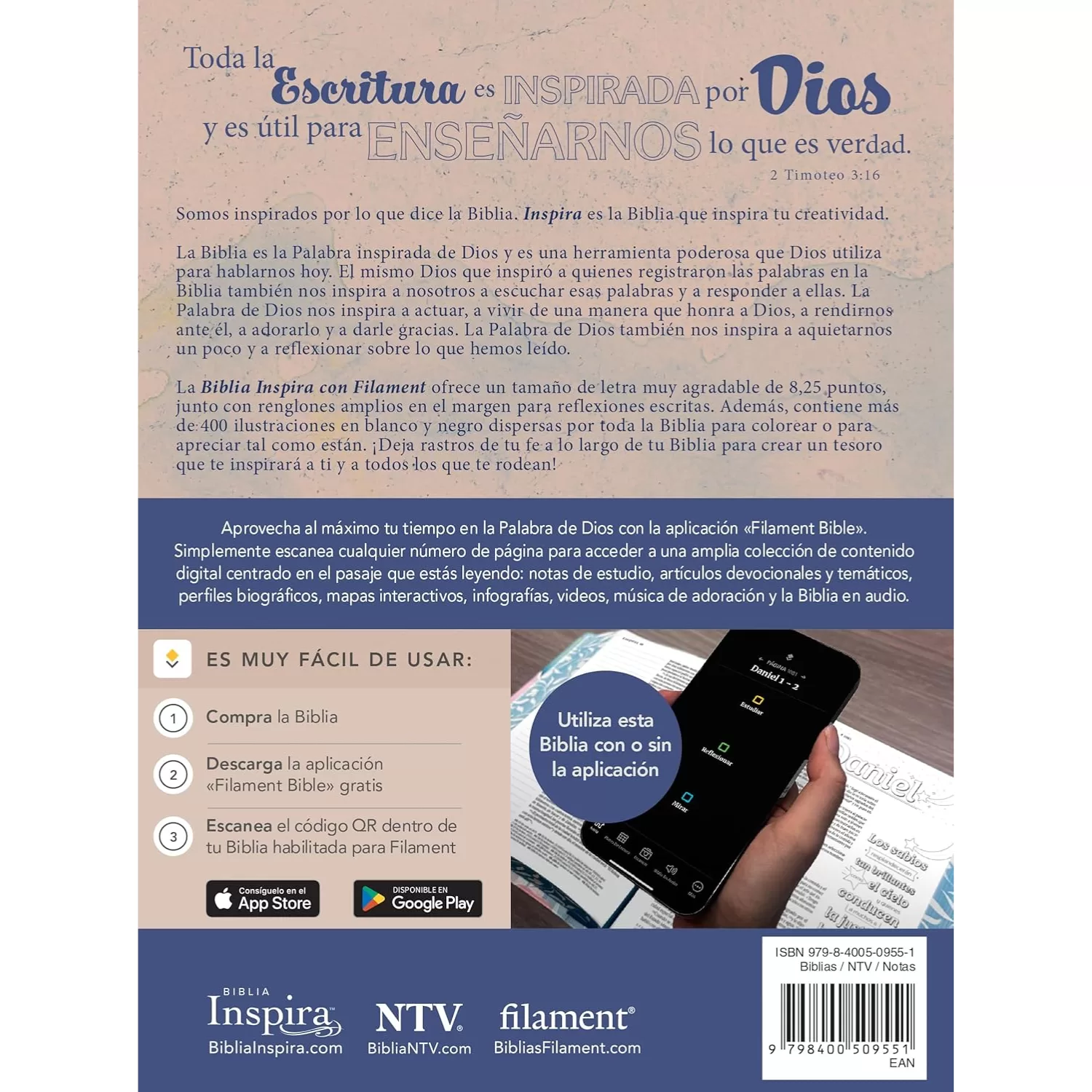 Biblia NTV Inspira Filament - Acuarela | Semipiel 8.25P - Imagen 6