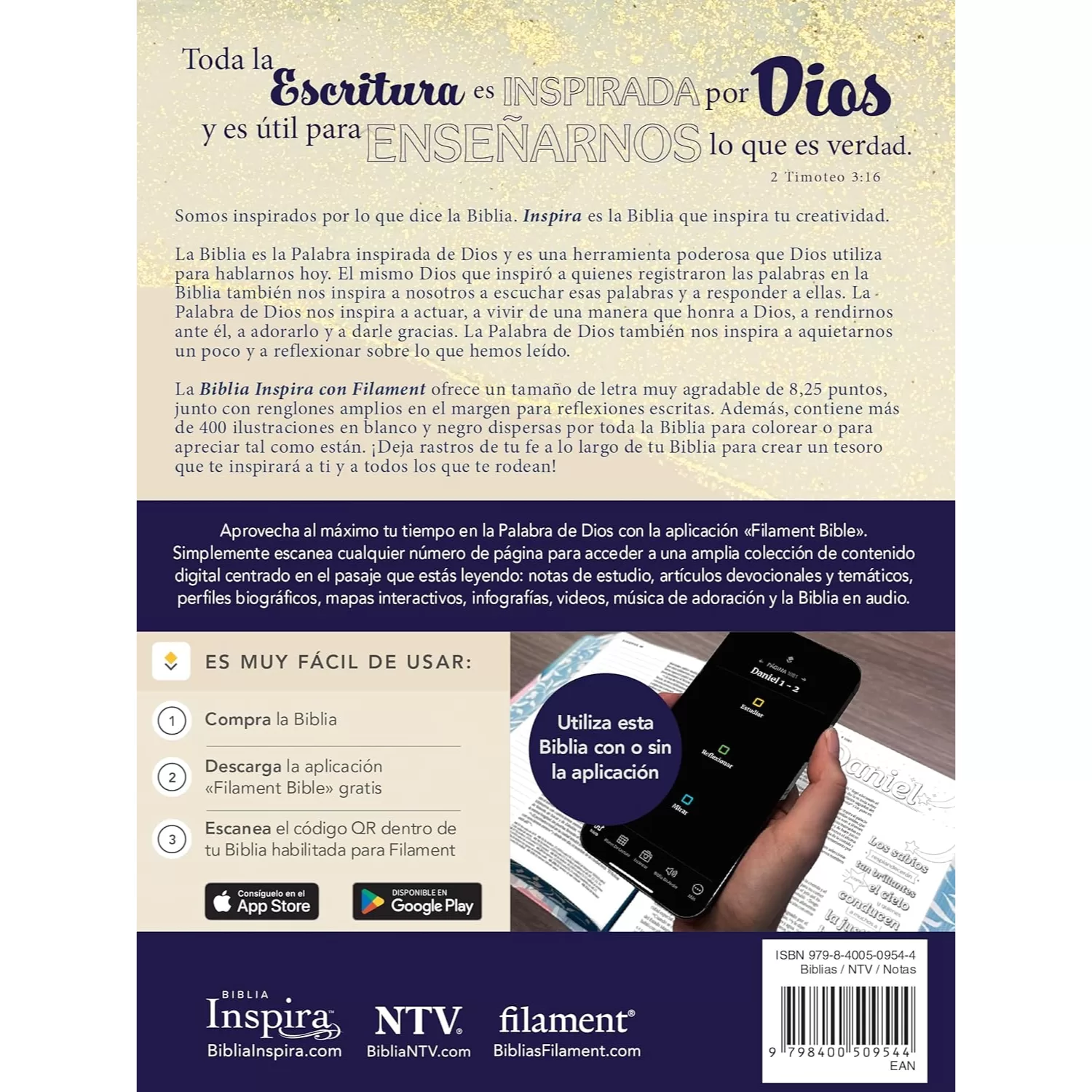 Biblia NTV inspira Filament - Oro | Semipiel 8.25P - Imagen 6