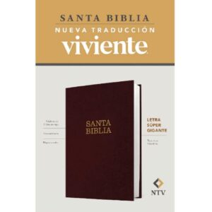 Biblia NTV letra súper gigante con tapa dura color vino tinto y letra de 14 puntos.