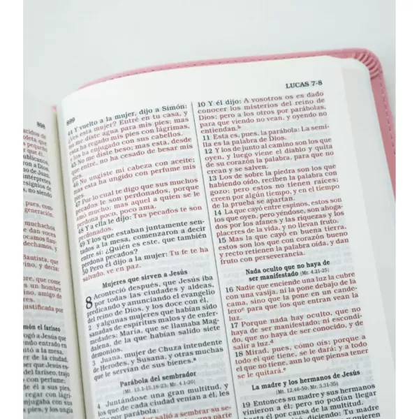 Biblia Reina Valera 1960 Regalos y premios rosa semi piel  tamaño manual - Imagen 4