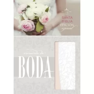 Biblia Reina Valera 1960 Recuerdo de boda filigrana blanco/palo de rosa semi piel concordancia 9P