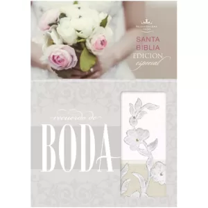 Biblia RV1960 Recuerdo de boda blanco/lino/encaje semi piel concordancia 9P