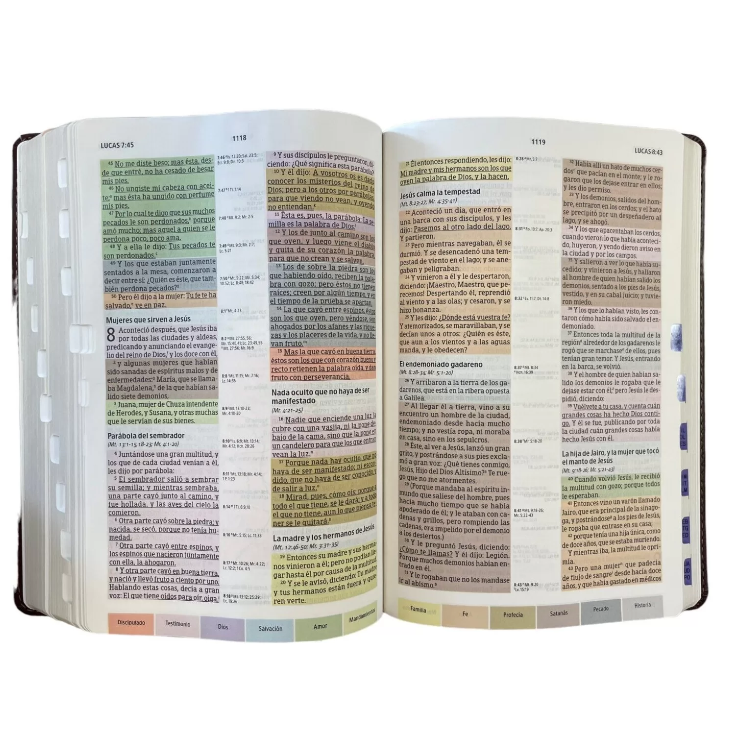 Biblia Reina Valera 1960 Estudio arco iris cocoa terracota semi piel - Imagen 4