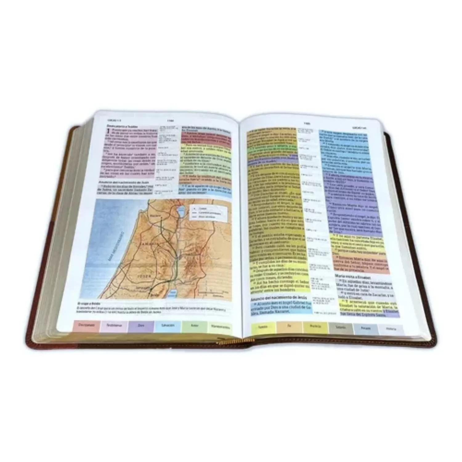 Biblia Reina Valera 1960 Estudio arco iris cocoa terracota semi piel - Imagen 3