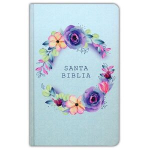 Biblia RV1960 Nombres de Dios tapa dura flores azules 10.5P Tamaño Manual PJR