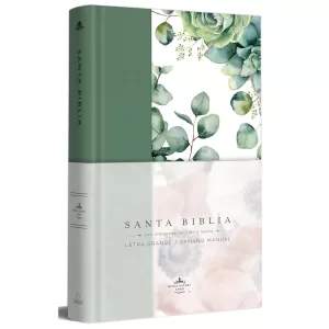 Biblia RVR 1960 letra grande, tela verde con flores tamaño manual (Tapa dura)