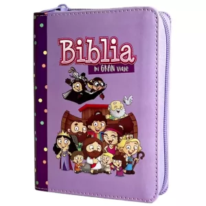 Biblia RV1960 Mi gran viaje lila imitación piel con cierre 8.5P