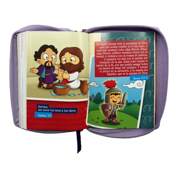 Biblia RV1960 Mi gran viaje lila imitación piel con cierre 8.5P - Imagen 3