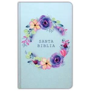 Biblia RV1960 Nombres de Dios tapa dura flores azules 10.5P Tamaño Manual PJR