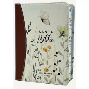 Biblia RVR60 Primaveral marrón imitación piel 11P Letra grande PRJ