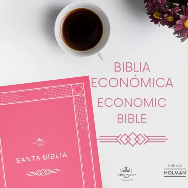 Biblia RVR 1960 económica de evangelismo Rosa tapa rústica - Imagen 4