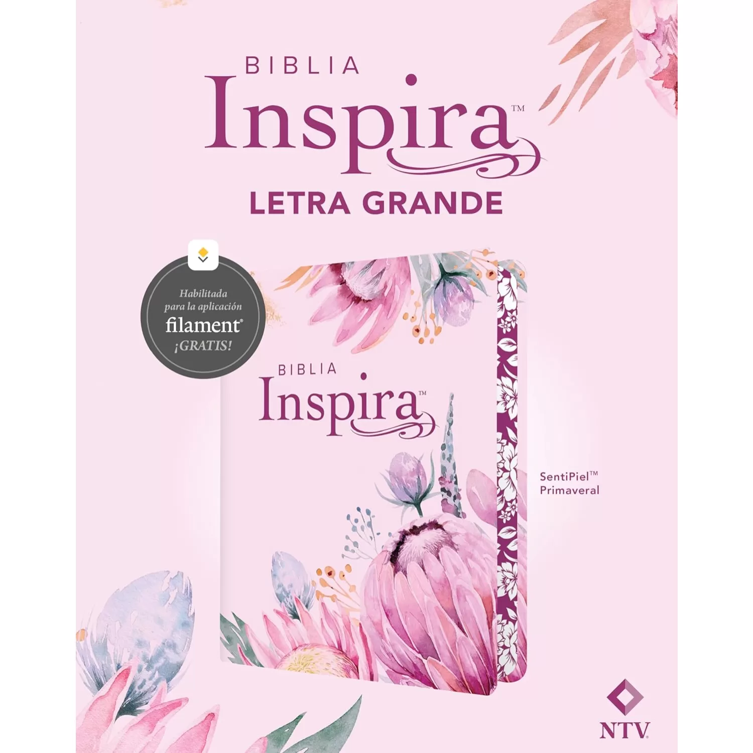 Biblia NTV Inspira con filament - Primaveral Semipiel - Leltra Grande 10.5P