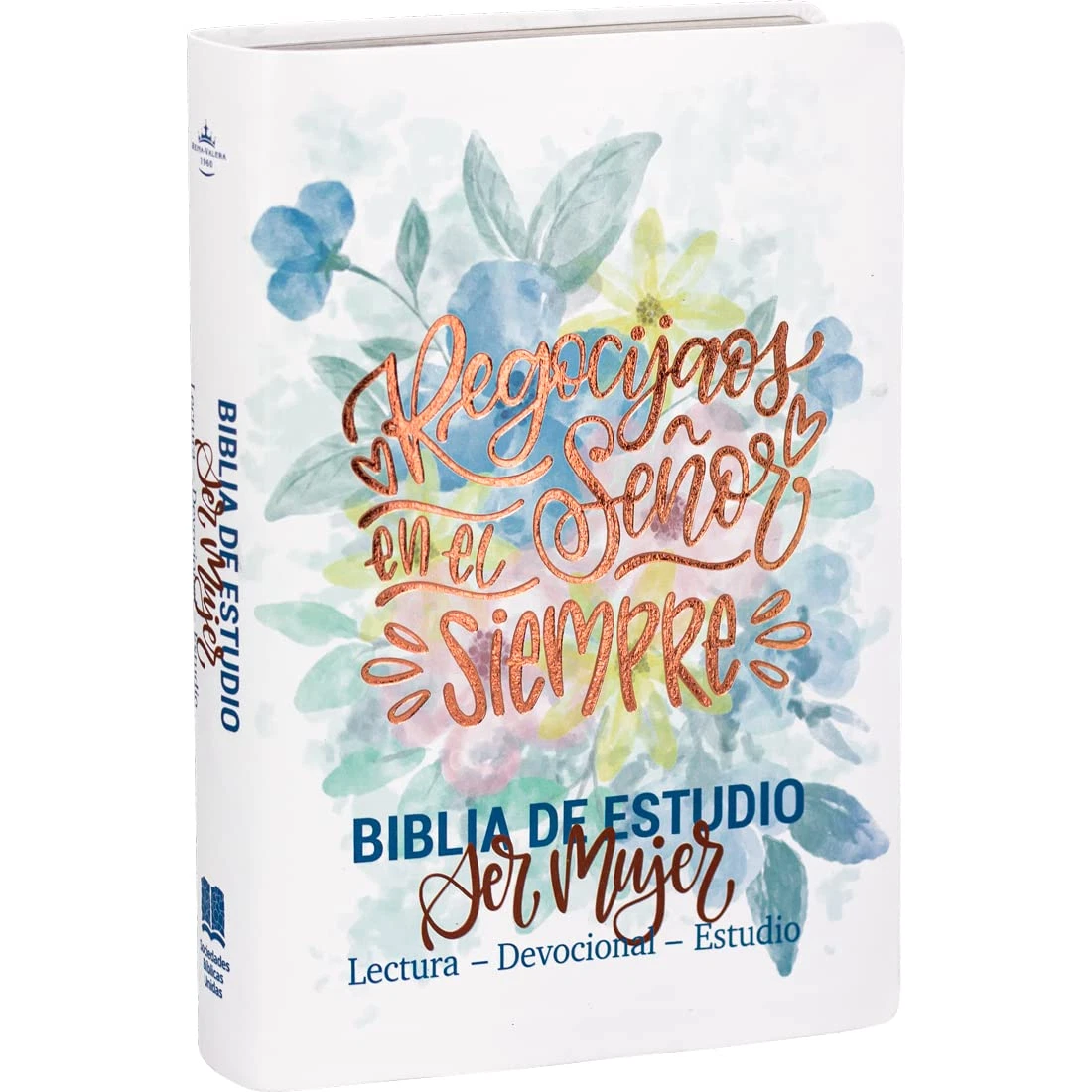 Biblia de estudio Ser Mujer letra grande Reina Valera 60, blanca floral con índice