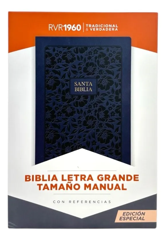 Biblia Reina Valera 1960 Letra Grande Manual Simil Piel Azul Marino Flore, De Reina Valera. Editorial Holman, Tapa Blanda En Español - Imagen 2